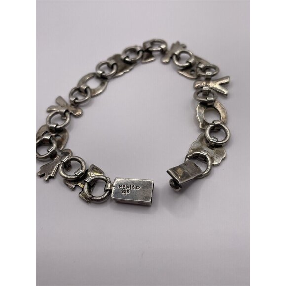 Mexico 925 Silver Enamel ABC Teacher Children Kids Chain Bracelet Vintage A277 - Picture 4 of 16